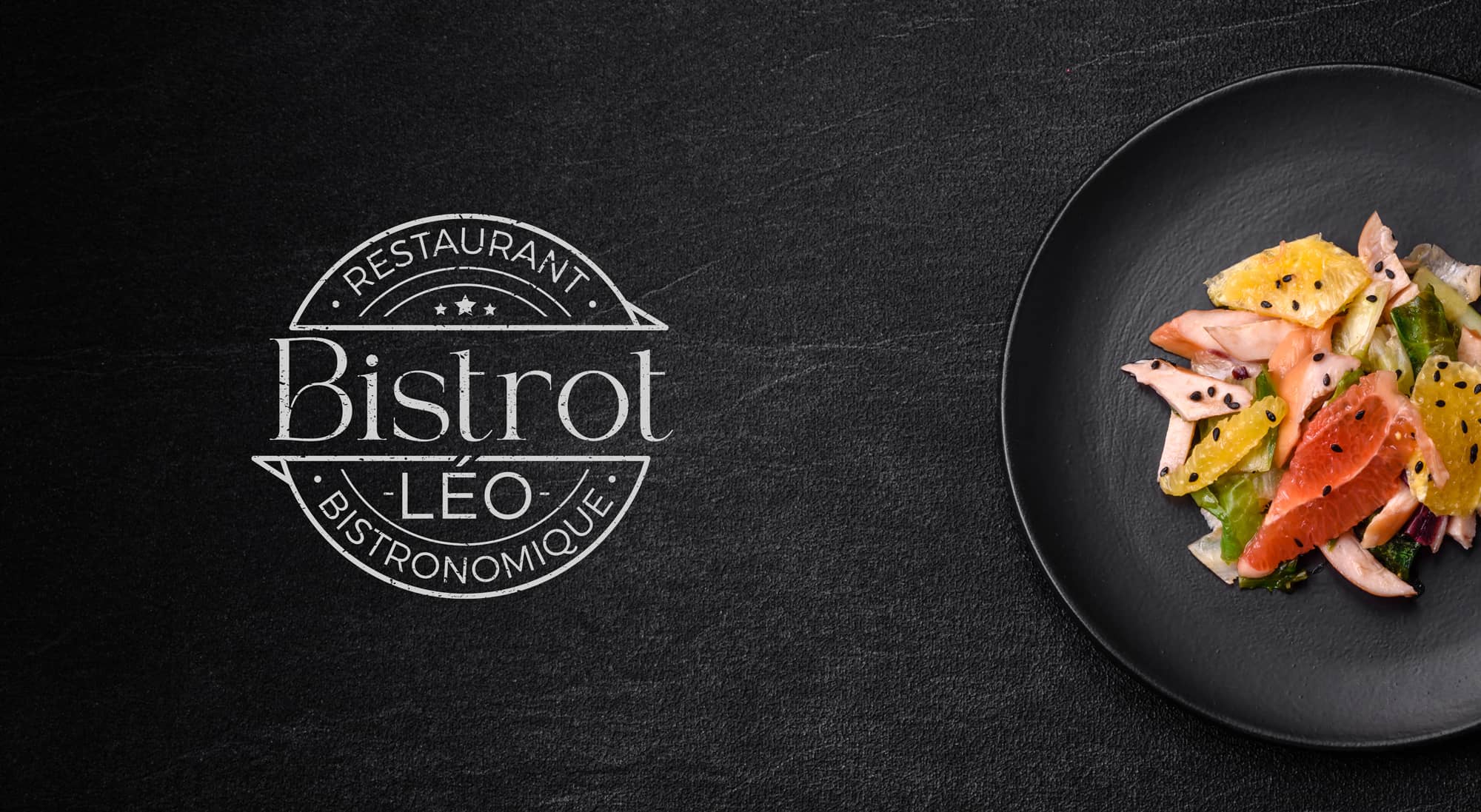 Création logo restaurant Bistrot Léo par Click-Création : un design élégant et intemporel pour une expérience culinaire raffinée.