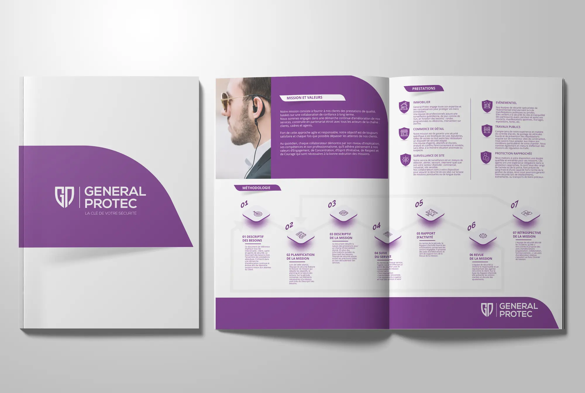 Création brochure design sécurité pour Général Protec par Click Création