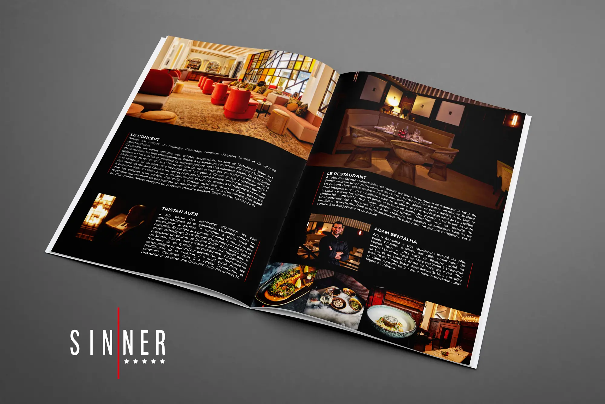 Création brochure luxe hôtellerie pour Sinner par Click Création